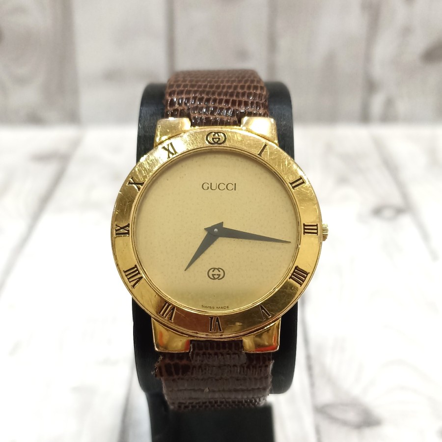 Jam Tangan Mewah Original Pria Wanita Unisex Gucci Classic Vintage Gold Plated Quartz Asli Murah Ter