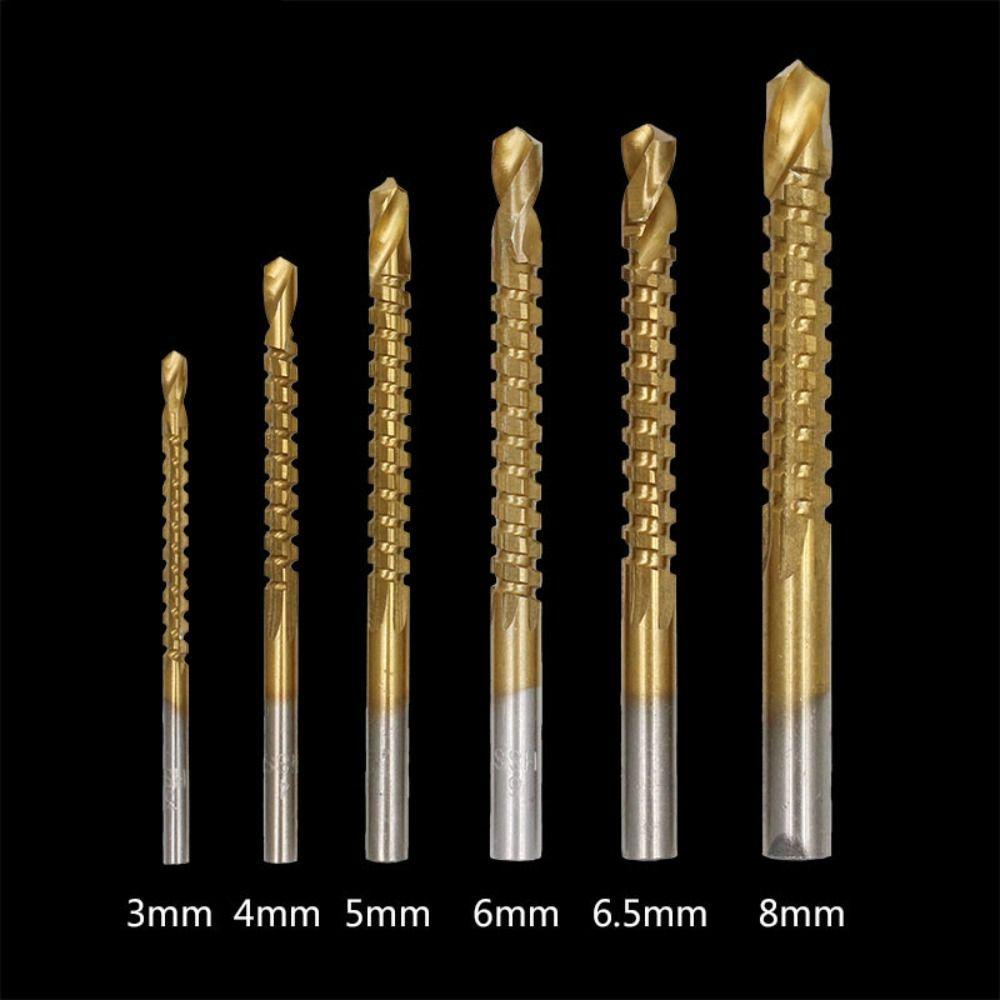 Lanfy Titanium Coated Drill Bit Woodworking Tool 3-8mm Grooving Drill Saw Bukaan Lubang Titanium Milling Cutter Bor Listrik Set Twist Drill Bit