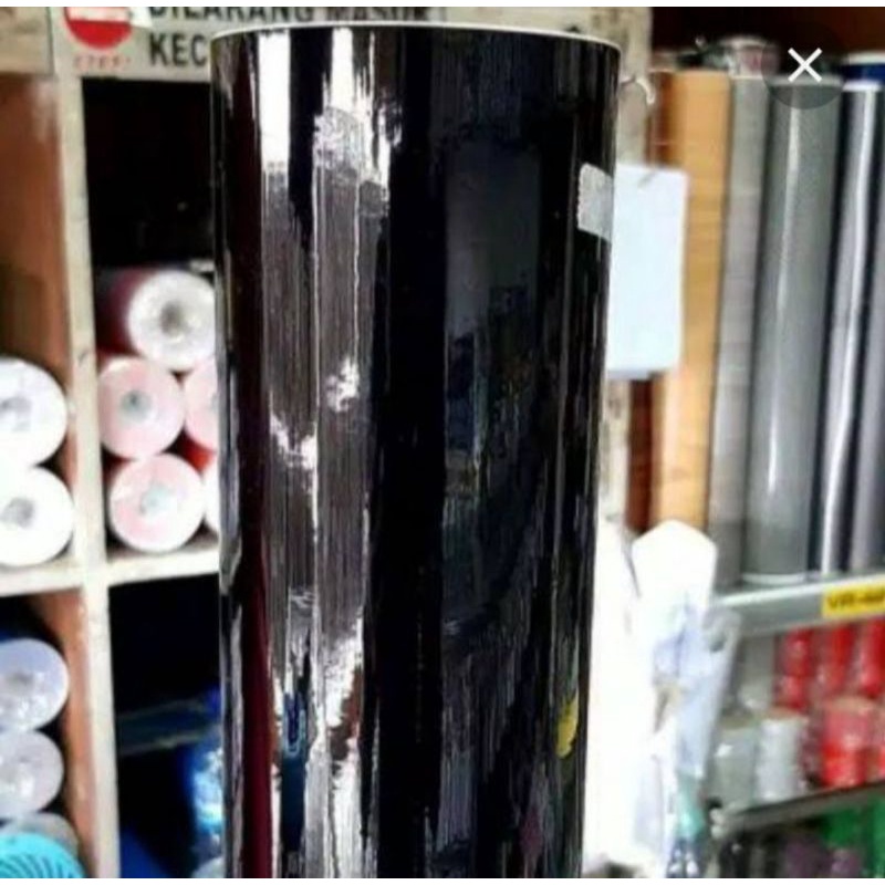 skotlet HITAM GLOSSY/ MENGKILAP 1 roll Lebar 45cm x Panjang 15 meter