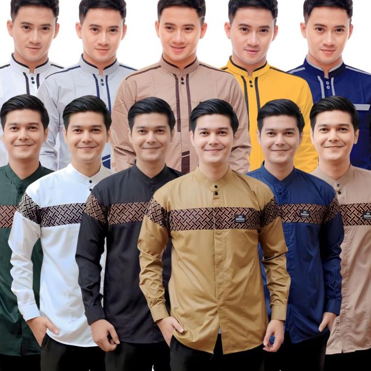 HARGA SPESIAL Baju Koko Pria Dewasa Lengan Panjang Terbaru 2022 |Baju Koko Kombinasi Batik |Ka Qynan