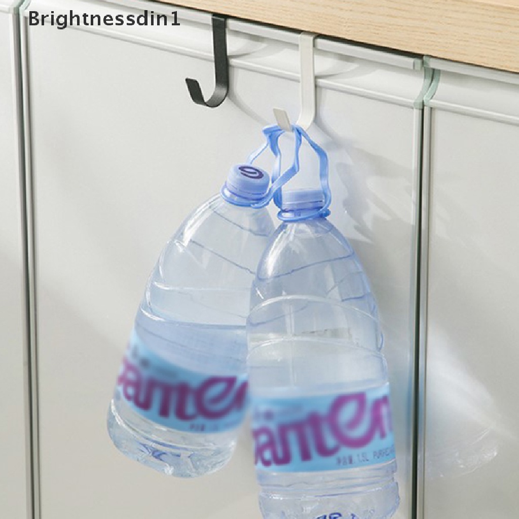 [Brightnessdin1] 2pcs S-Shaped Stainless Steel Hook Belakang Pintu Lemari Dapur Serbaguna Lubang Bebas Pintu Kamar Mandi Belakang Rak Penyimpanan Kunci Organizer Butik