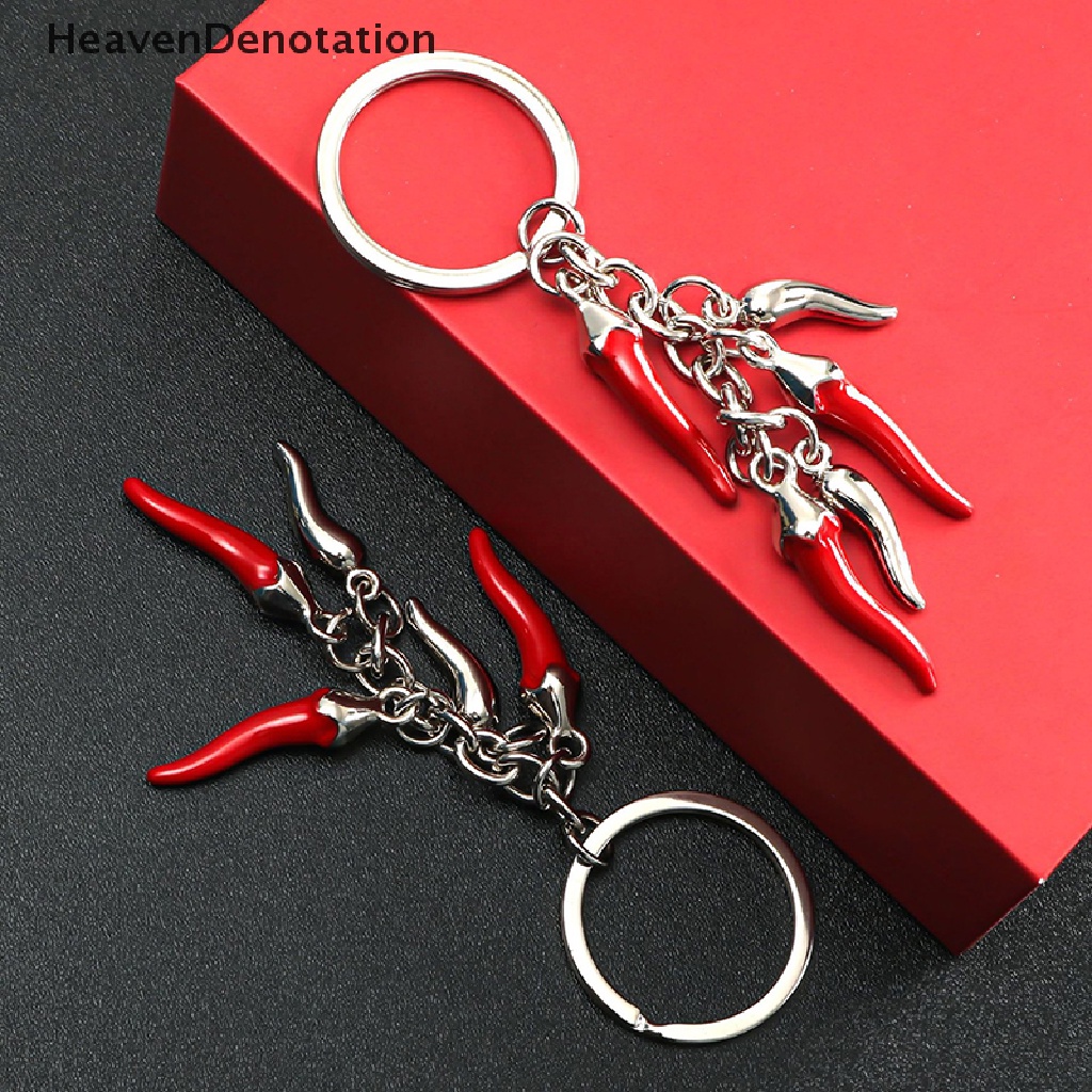 [HeavenDenotation] Kreatif Logam Merah Merica Gantungan Kunci Mini Merica Liontin Aksesoris Paduan Kunci Gantungan Tas Headphone Set Aksesori Mobil Keyring HDV