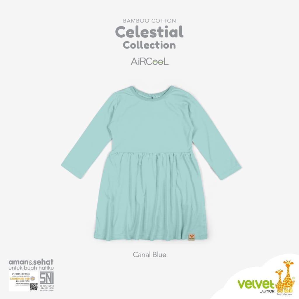 Velvet Junior Bamboo Cotton Celestial Collection Setelan Dress Panjang /CC-DPJ - WARNA RANDOM