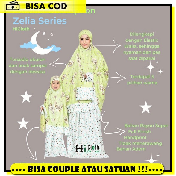 Mukena Couple Ibu Dan Anak Terbaru Bahan Rayon Handprint Adem Anak Umur 7 Tahun Free Boneka Lucu Ibu