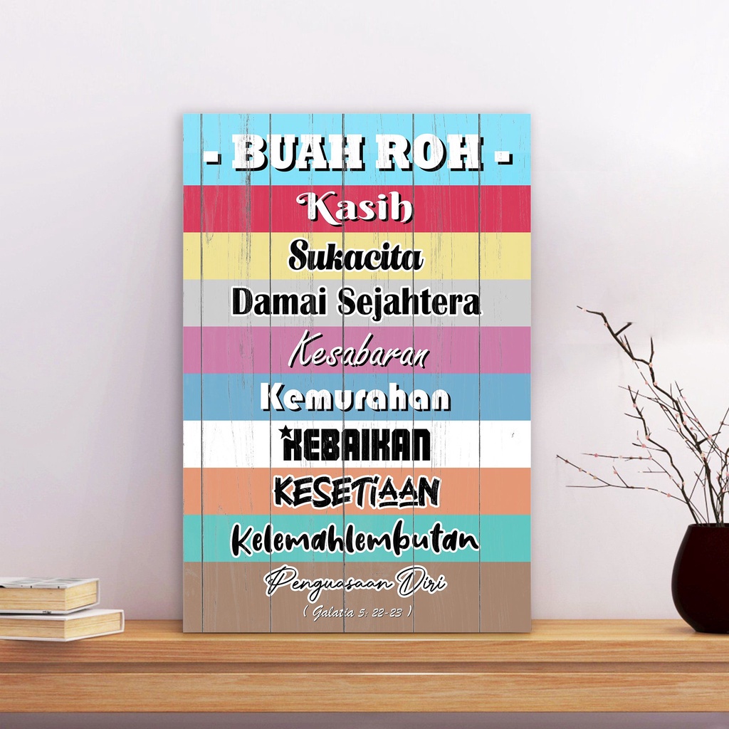 poster kayu buah roh hiasan dinding rohani kristen / katolik
