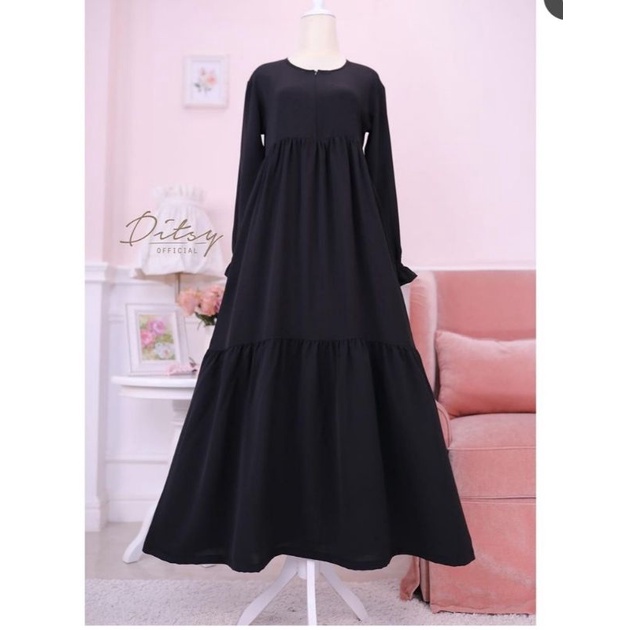 Lelia Ditsy Marzan black size XL / abaya mazen / gamis marzan bukan al jenna / el madina