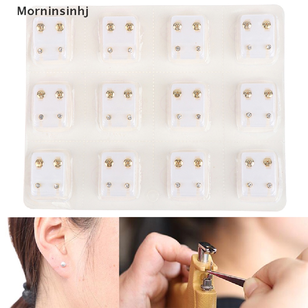 Mornin 12pasang Anting Alat Ear Stud Surgical Steel Earrings Jewelry id