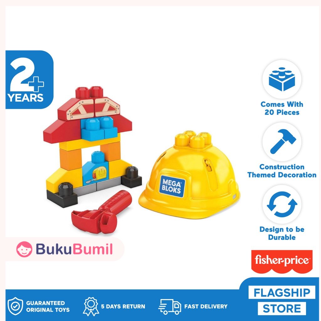 Fisher Price Mainan Balok Edukasi Bayi Usia 1 2 3 4 5 Tahun Lil' Building Toolkit - Mainan Balok Sus