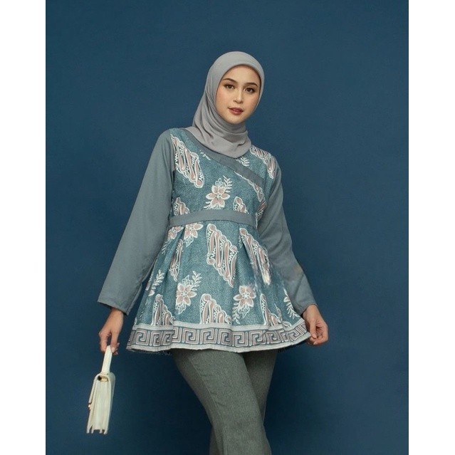 Undurjoyo Blouse Kembang Seno Atasan Batik Wanita Kantor bluse wanita lengan panjang bluse wanita bl