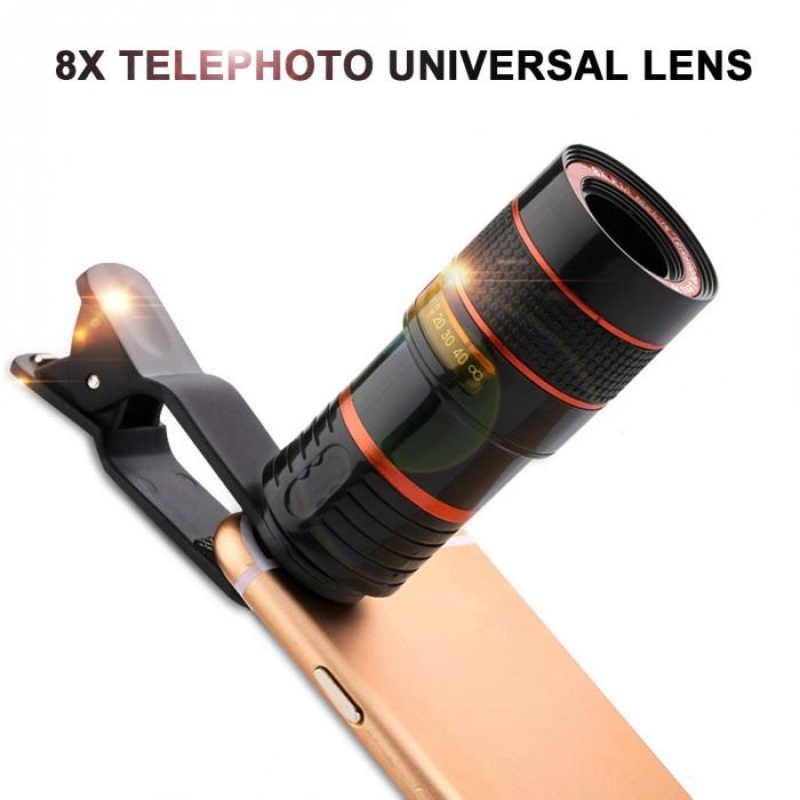 Teleskop Zoom Optik 8x Lensa Kamera Ponsel Dengan Klip Untuk Handphone iPhone Htc Sony Gdeals