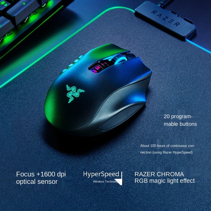 Razer Naga Pro Customizeable MMO Wireless Bluetooth Gaming Mouse