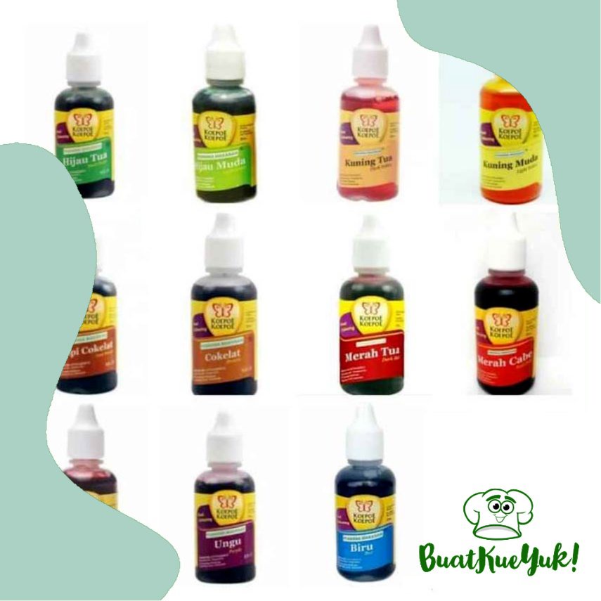 

Koepoe Koepoe Pewarna Makanan - Food Grade Food Coloring Kupu Semua Varian 30 ML