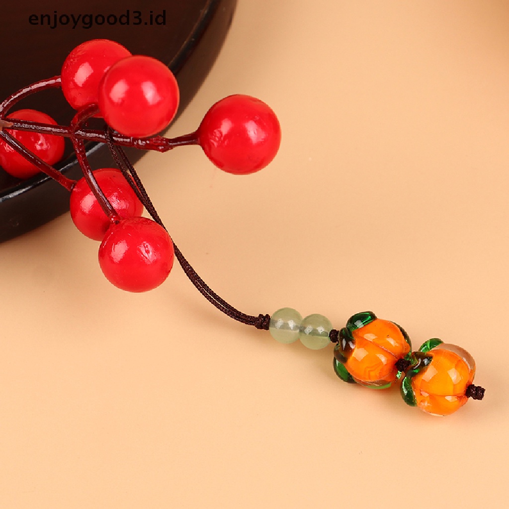 【 Rready Stock 】 For Women Men Glazed Persimmon Jewelry Hanging Ch Nepal Bead Key Chains （ ID ）