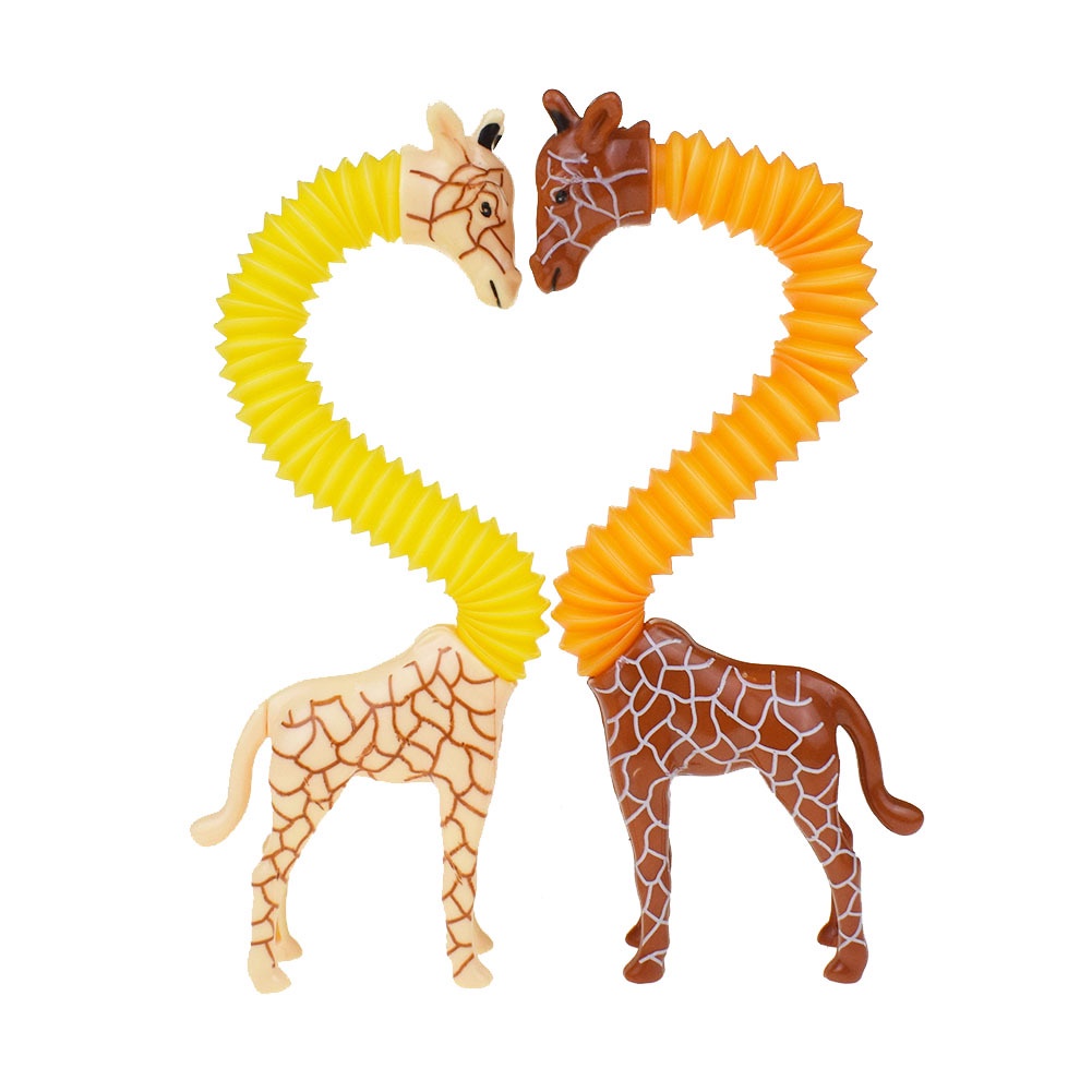 Retractable Giraffe Pop Tabung Kartun Hewan Peregangan Musim Semi Tabung Mainan Stress Relieve Toys Dewasa Anak Squeeze Fidget Toy