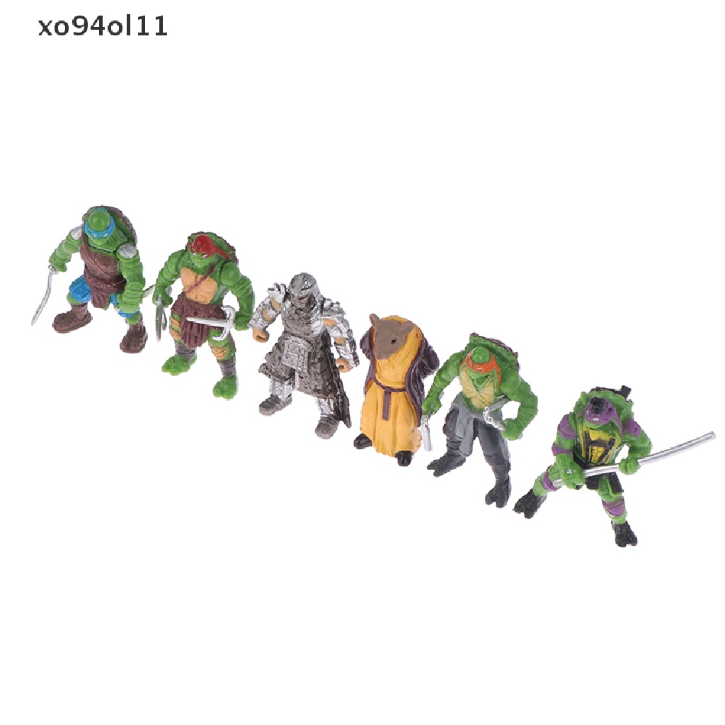 Xo 6Pcs/set Remaja Mutan Ninja Turtles Boneka Anime Actions Figure Lucu Model Desktop Ornamen Mobil Dekorasi Rumah Mainan Anak Boneka Boneka Ornamen Lanskap Mikro Kue Insert De