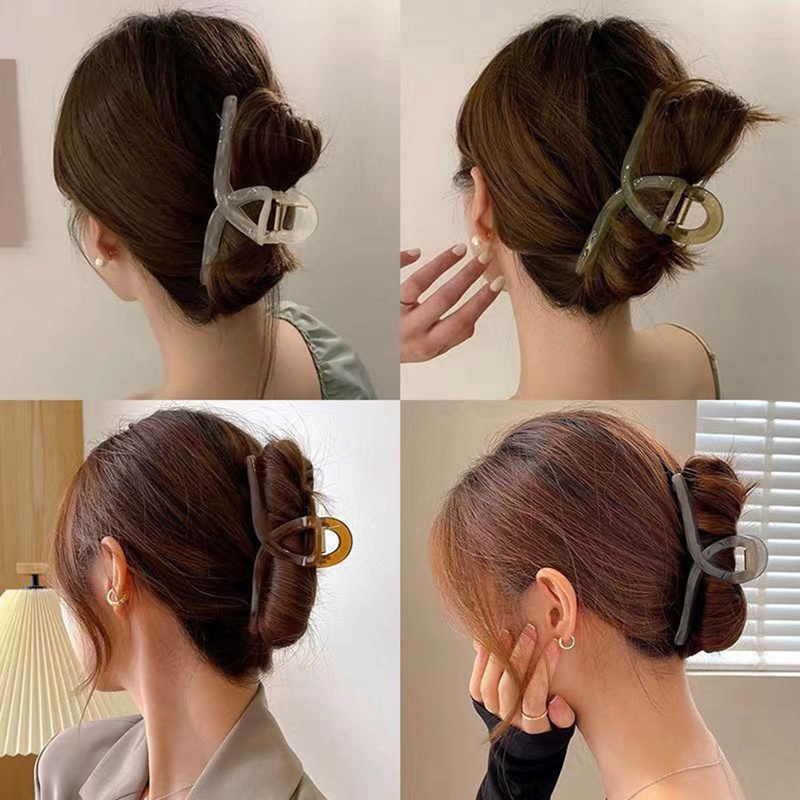 Oversized Hairpin 13CM Plat Akrilik Klip Rambut Perempuan Oversized Elegan Temperamen Hiu Klip Kembali Kepala Hairpin Head