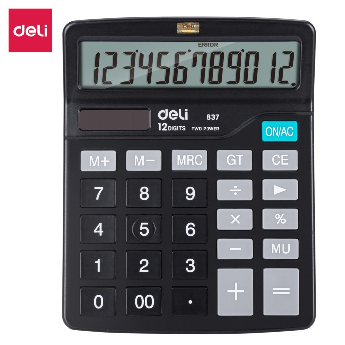 

Deli Kalkulator Double Power 12 digit Layar LCD kualitas tinggi W837
