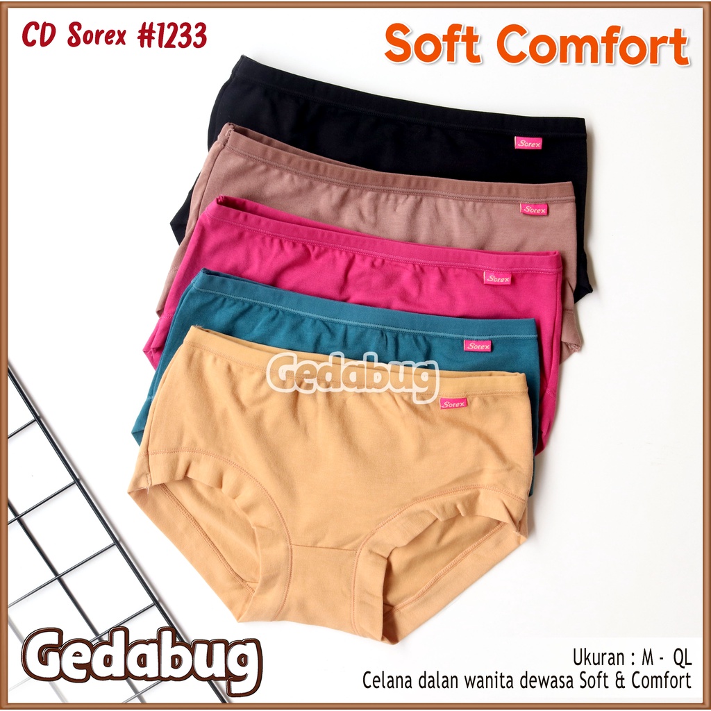 3 Pcs - CD Wanita Sorex 1233 Soft &amp; Comfort | Celana dalam wanita dewasa Super Lembut | Gedabug