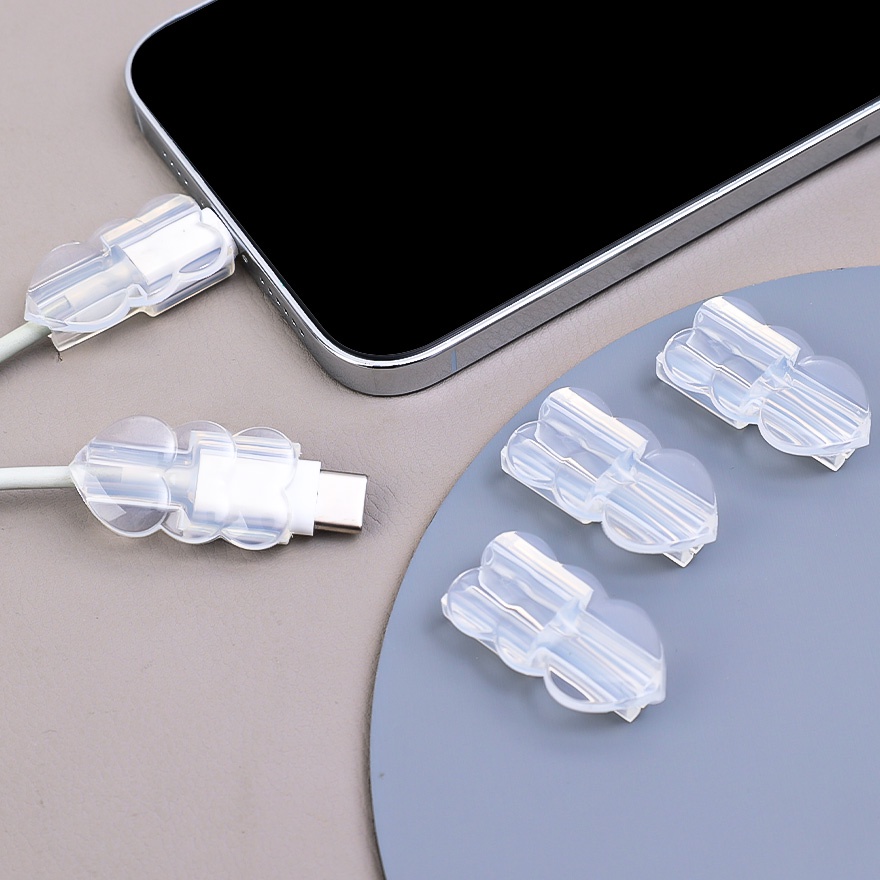 [Harga Grosir] [Featured] 1 / 5Pcs Clear USB Cable Cover Charger Cord Protector Clip Data Cable Protector Cover Cable Protector Case Heart Shape Anti-drop Charger Cable Protector