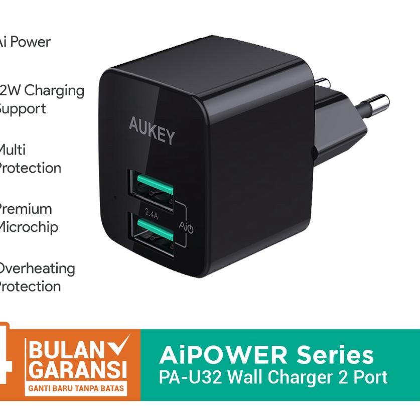 ♂ Charger Aukey PA-U32 2 Port 12W with AiQ -  ☝