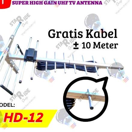 ● Antenna / Antena Digital High Gain DVB-T2 / DTV + Kabel 10 Meter + Jack TV ♠