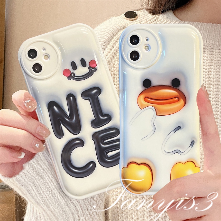 Compatible For iPhone 14 13 12 11 Pro Max X XR Xs Max 8 7 6 6s Plus SE 2020 Kompatibel Untuk Bebek Bagus 3D Vision Phone Case TPU Soft Cover Pelindung