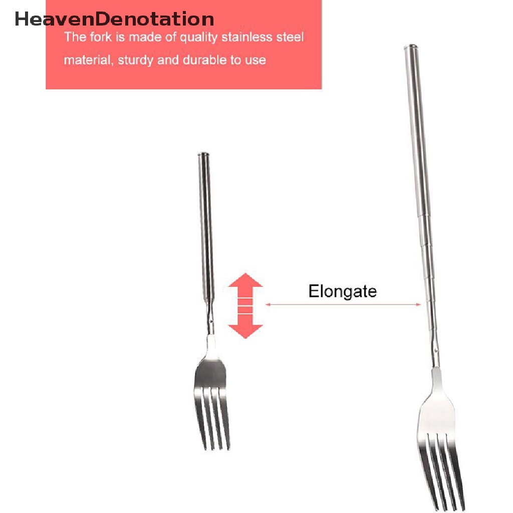 [HeavenDenotation] Retro Garpu BBQ Teleskopik Extendable Dinner Dessert Gagang Panjang Fork Tableware HDV