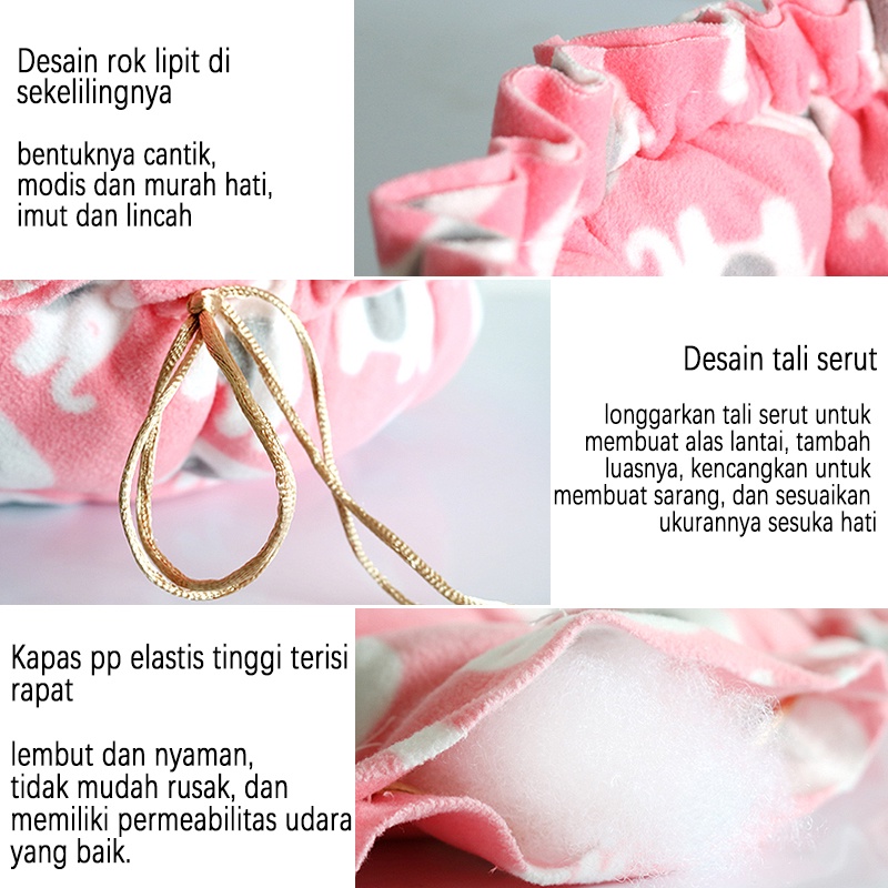 【Cat7】Tempat Tidur Kucing Anjing Pet Bed Sarang Kucing Penggunaan Ganda Drawstring Sarang Hewan Peliharaan Kasur/Rumah Kucing