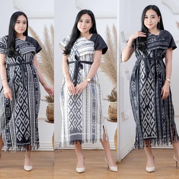 Terbaik DRESS AURORA TENUN IKAT ASLI SONGKET DRESS ETNIK DRESS KONDANGAN DRESS SONGKET KIMONIK DRESS