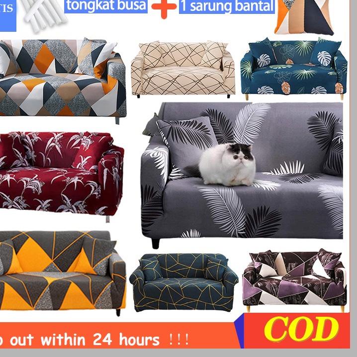 ☝ K MALL Cover Sofa 1/2/3/4 Seater Sarung Sofa Penutup Sofa Bentuk L - Bahan Elastis ❅