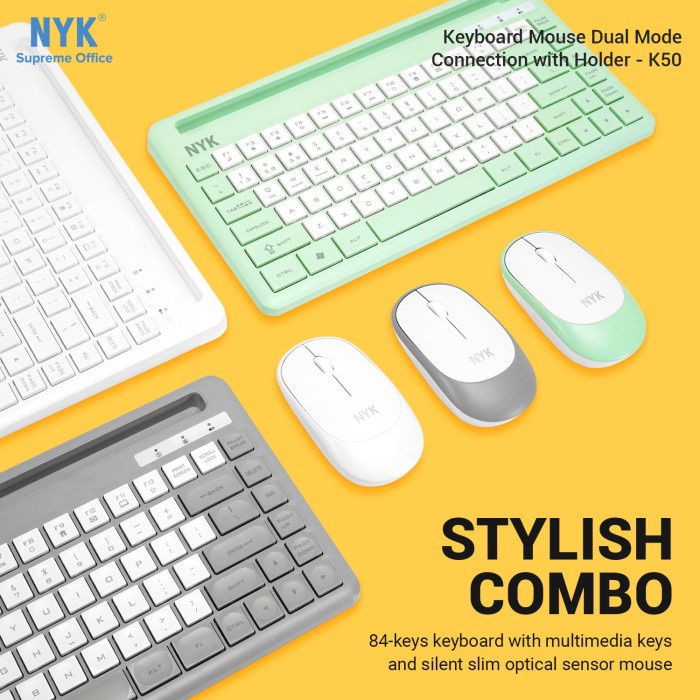 NYK K50 Keyboard Mouse Dual Mode Wireless Bluetooth Stand Holder