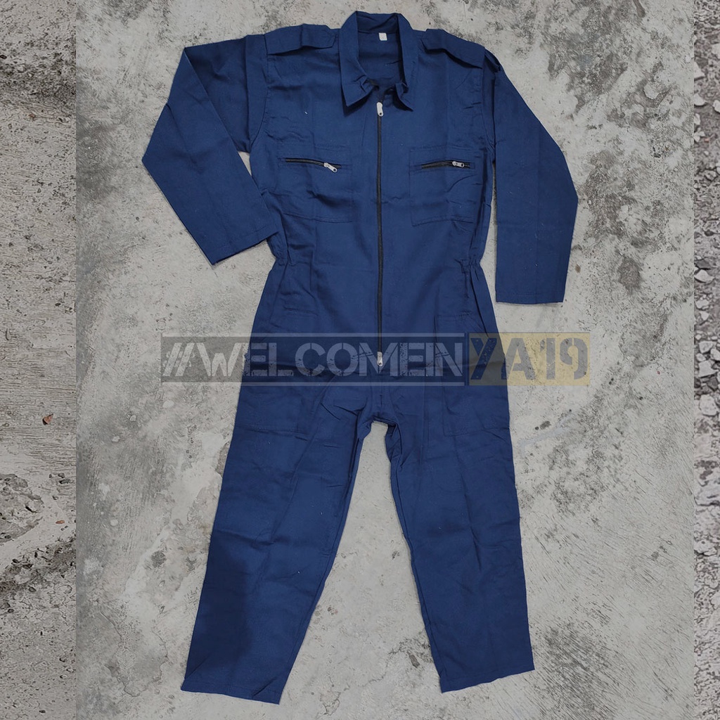 Wearpack / Baju Mekanik / Jumpsuit Overall Pria / Baju Praktek / Baju Bengkel Biru Dongker