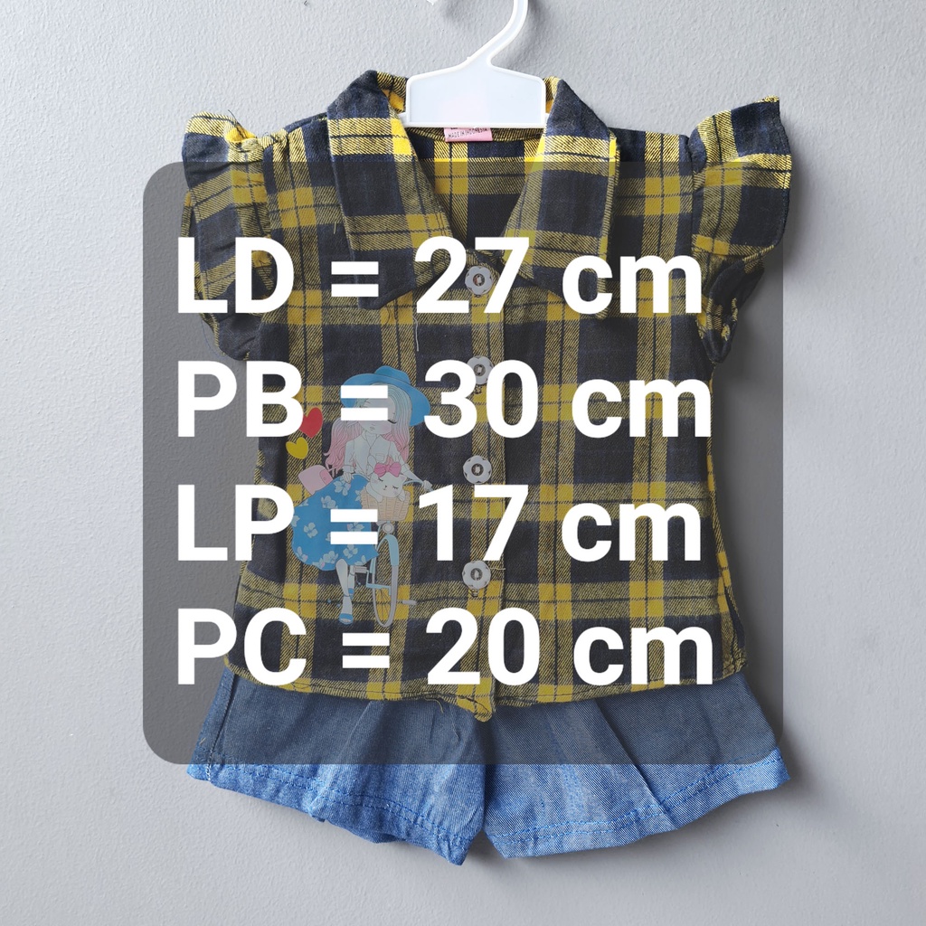 [SL-025] Setelan baju Anak Bayi Perempuan flanel motif kotak kotak (3-12 bulan)