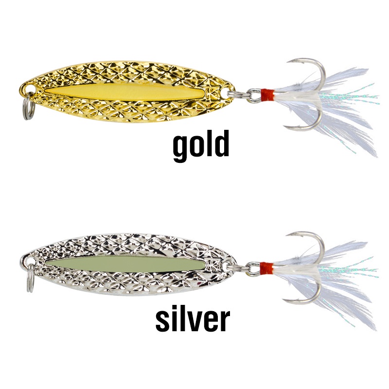 1pcs Sliver/Glod Tenggelam Luminous Spoon 5per7x10 /15/20g Slow Sinking Sequin Hard Lure Untuk Trout Bass Air Tawar Air Asin