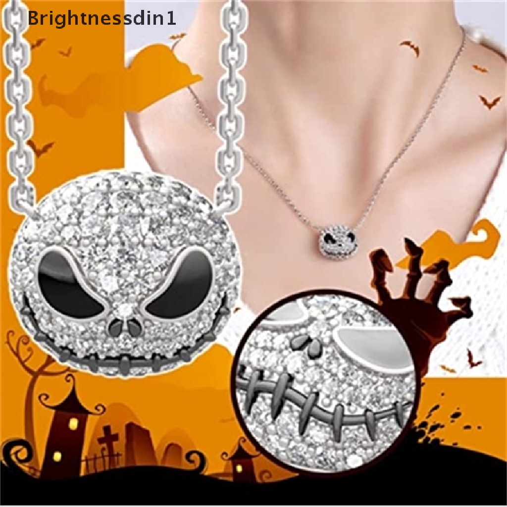 [Brightnessdin1] Perhiasan Cincin Natal Cincin Kristal Kalung Liontin Tengkorak Stud Sally Jack Skellington Tetesan Minyak Berlian Tengkorak Setan Butik