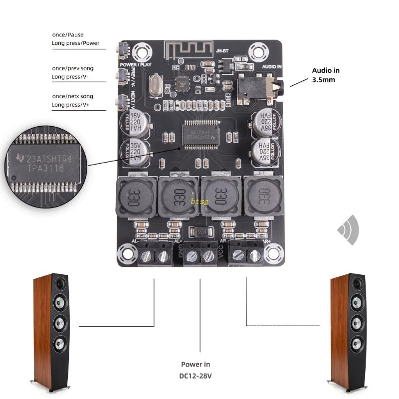 Modul Papan Power Amplifier btsg Digital 2x45W/2x30W Untuk Speaker 4-8Ω Home Theater