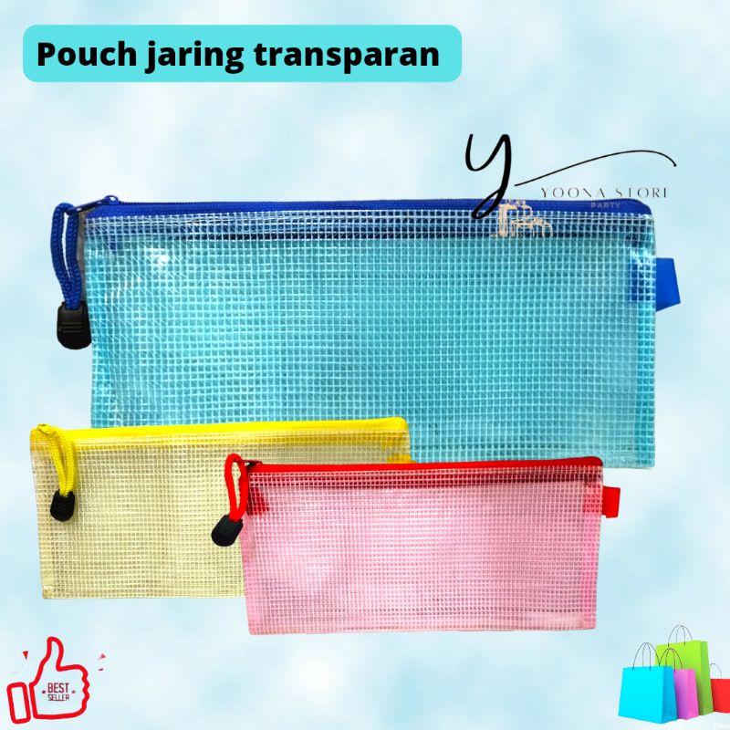 

Map Billy/Tempat pensil Resleting/ziper bag jaring/ pouch serbaguna -pcs