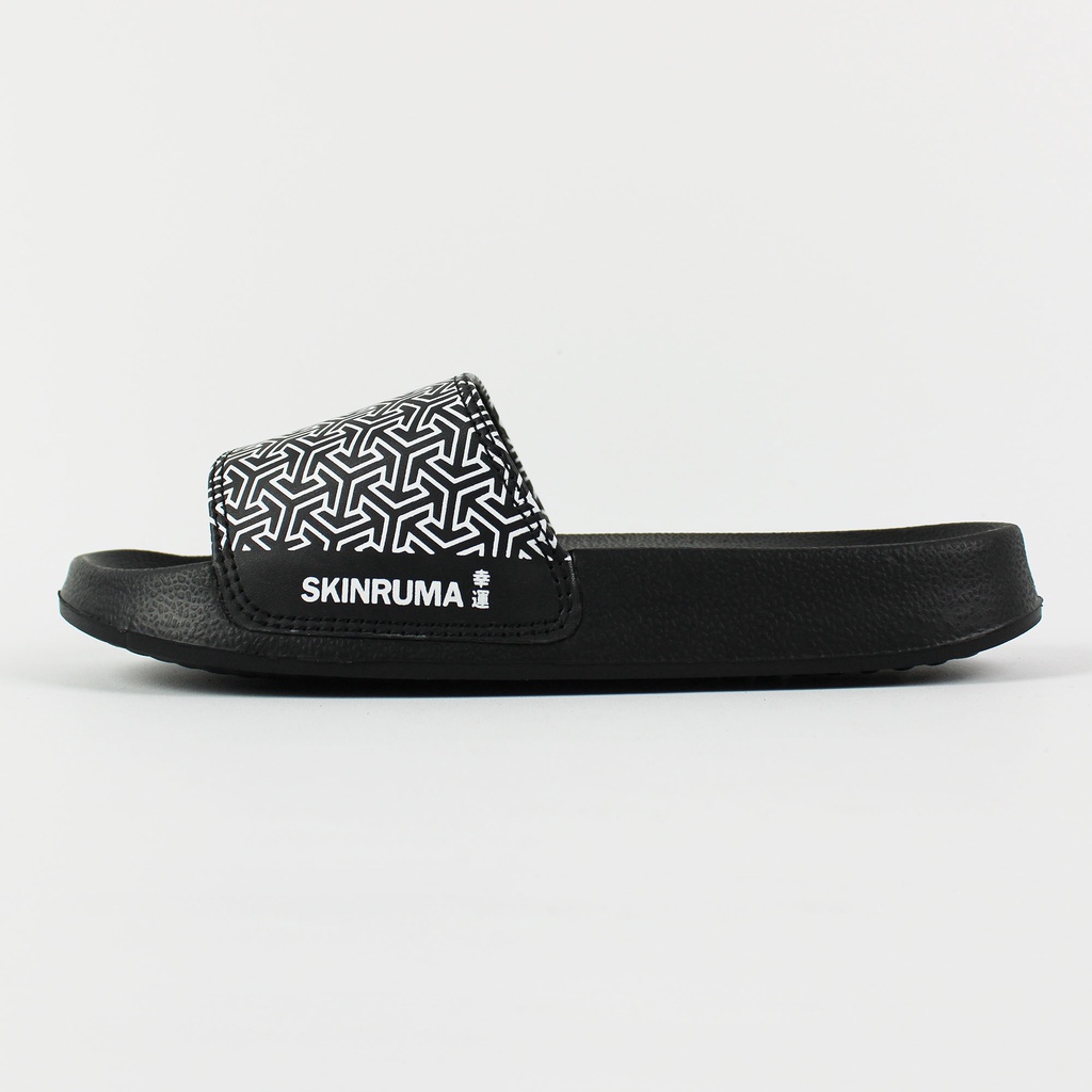 Sendal Slop Pria Wanita SKINRUMA Triangle Motive Hitam / Slip On Pria / Slide Pria / Sendal Outdoor / Sendal Cowok