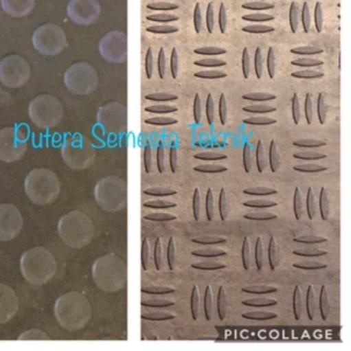 ✹ Lebar 1.2m Karpet Karet Koin Coin Bordes Garis Motif Roll Anti Slip licin tebal 4mm keset hitam ➳