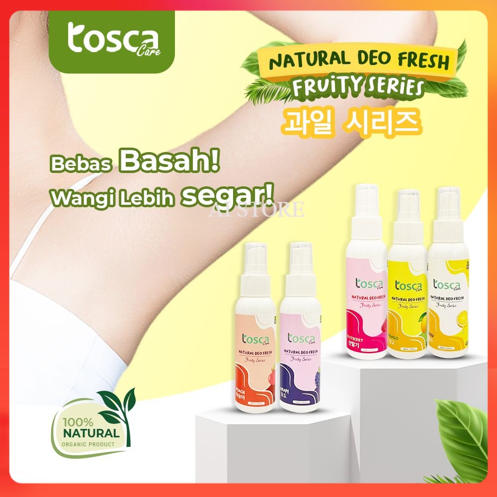 Natural Deodorant Spray 100ml Tosca Deodorant Tawas Cair Fruity Series Ampuh Atasi Bau Ketiak &amp; Bau Badan Non Alkohol