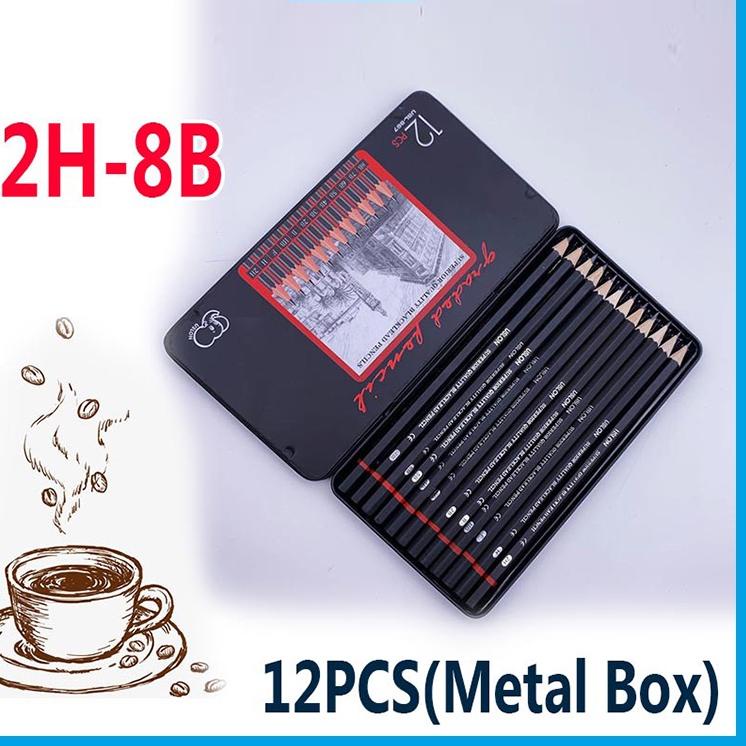 

Terlaris 12 pcs Pensil gambar sketsa set lengkap 2H H F B HB 2B 3B 4B 5B 6B 7B 8B Charcoal Pensil Set
