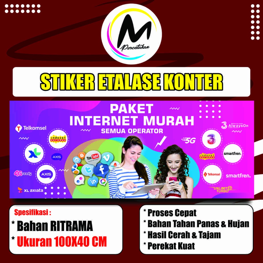 

Stiker Etalase Konter Bahan Vinyl Tahan Air