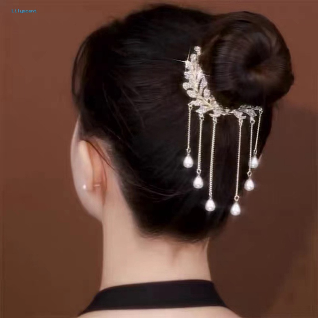 Lilyscent High-end Wanita Jepit Styling Rambut Aksesoris Simetris Ponytail Holder Berlian Imitasi