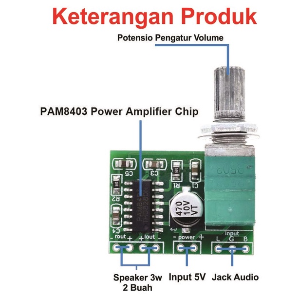 [HAEBOT] Module Potensio Amplifier 2 Channel 3W Watt 5V PAM8403 Pengeras Suara Musix Box Mini Controller Ampli