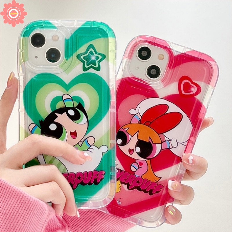 Airbag Shockproof Case For Redmi 12C 9 10C 9T A1 9C NFC 10 9A 10A Redmi Note 10 8 11s 11 10s 9 POCO F4 Cartoon The Powerpuff Girls Gradient Love Heart Soft TPU Cover