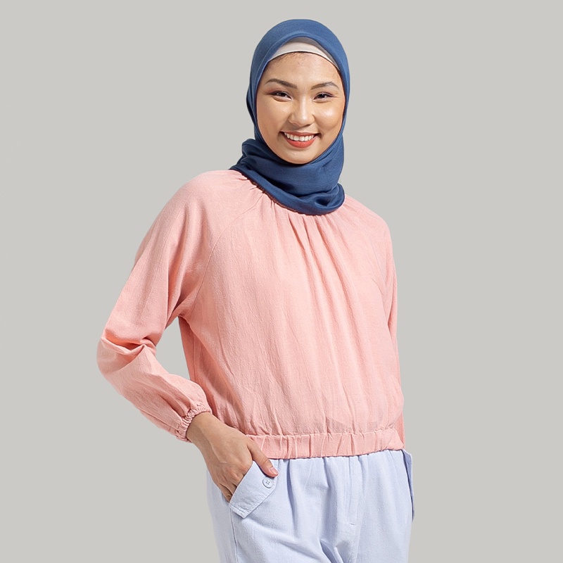 Greenlight Sweatshirt Kerah Bulat Original LenganPanjang Cotton Katun Shirt Basic Wanita Pink Mellow Rose 180722