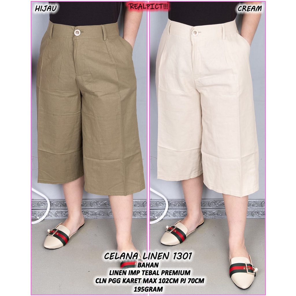 CK-1301/OZ CELANA WANITA KATUN LINEN TEBAL (WAJIB CEK STOCK)