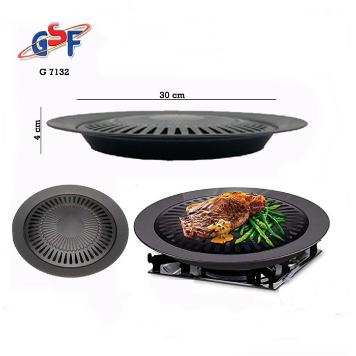 Panggangan Bulat 30 CM Anti Lengket GSF G-7132 Alat Panggang BBQ Grill