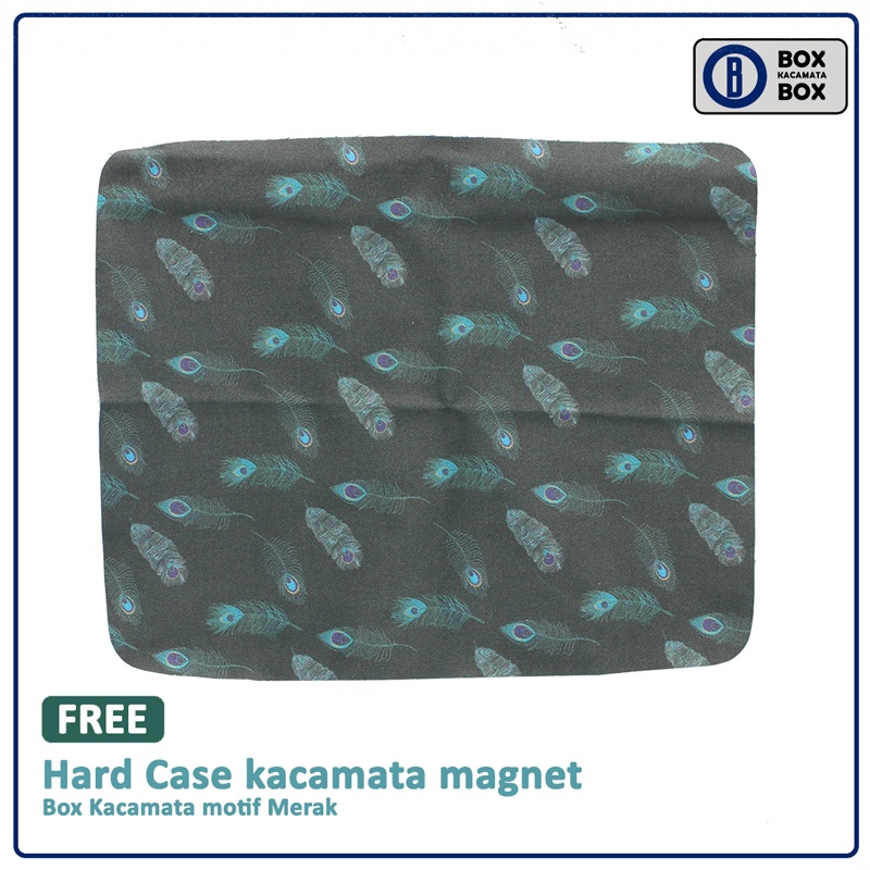 Tempat Kacamata Cepuk Magnet Kuat Motif Bulu Merak Keren /Box Kacamata Free La Free Lap Pria Dan Wanita CC17