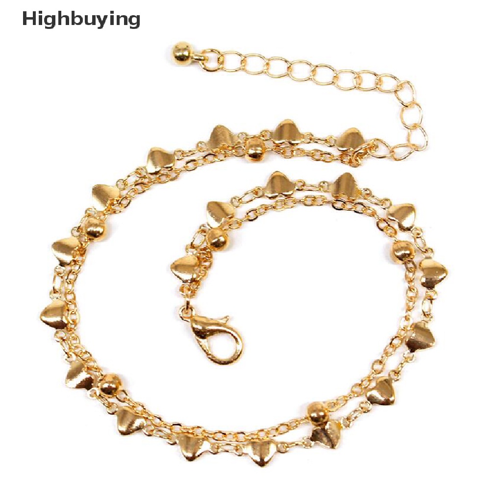 Hbid Double Layer Bentuk Hati Charm Ankle Chain Gelang Kaki Rantai Perhiasan Wanita Glory